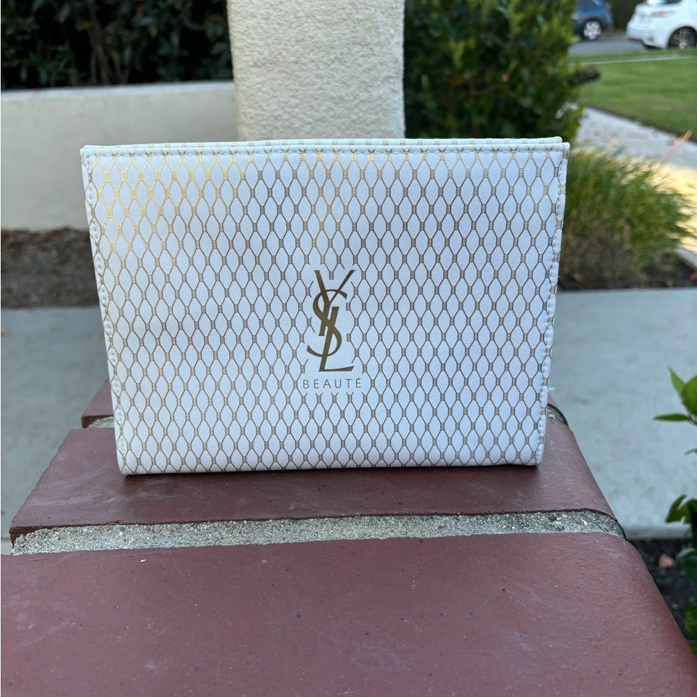 YSL Beauté White and Gold Clutch